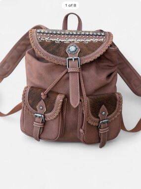 Trinity Ranch Genuine Cowhide Hair-On Leather Embellished Backpack Purse